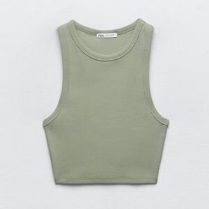 Zara Sage Green Cropped Tank